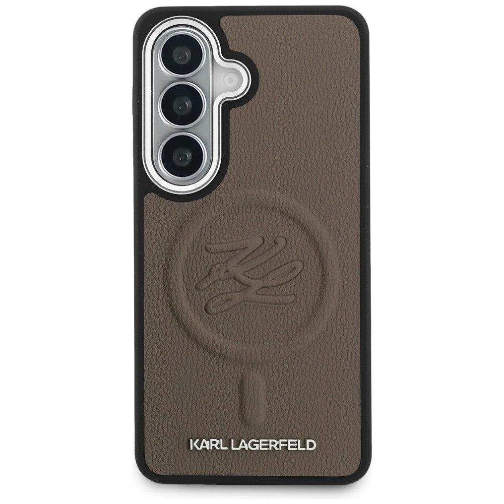 Pouzdro MagSafe pro Samsung Galaxy S26 S942, Karl Lagerfeld, Initial Logo Debossed, hnědé