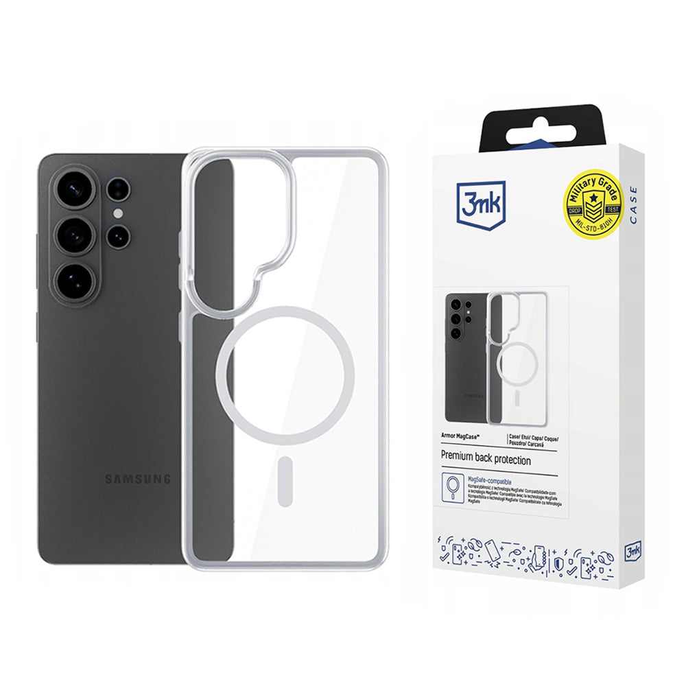 MagSafe pouzdro pro Samsung Galaxy S26 Ultra S948, 3MK, Armor MagCase, Transparentní