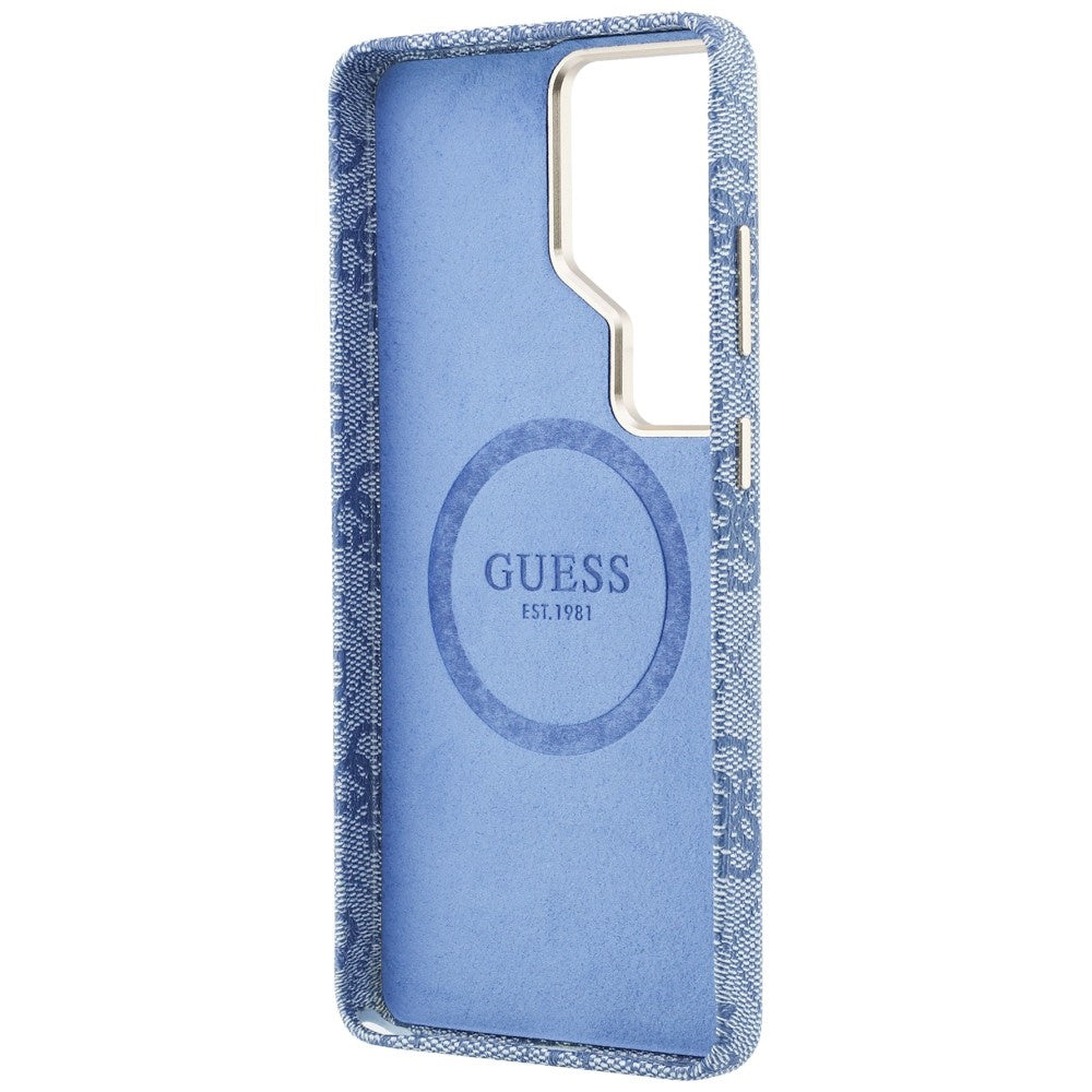 Pouzdro MagSafe pro Samsung Galaxy S26 Ultra S948, Guess, 4G Script Logo, Modrá