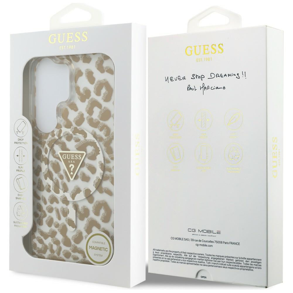 Pouzdro MagSafe pro Samsung Galaxy S26 Ultra S948, Guess, IML Leopard Pattern, Hnědá