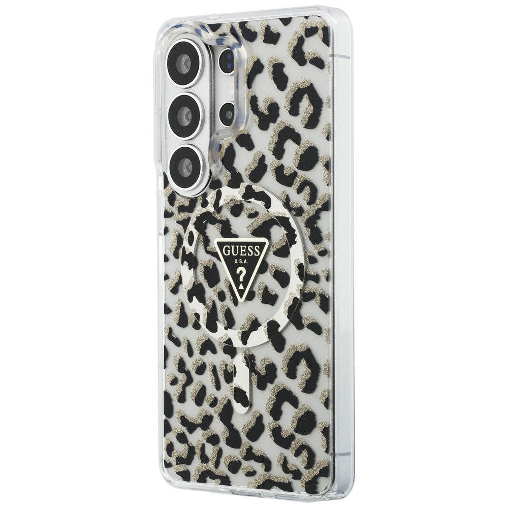 Pouzdro MagSafe pro Samsung Galaxy S26 Ultra S948, Guess, IML Leopard Pattern, Černá