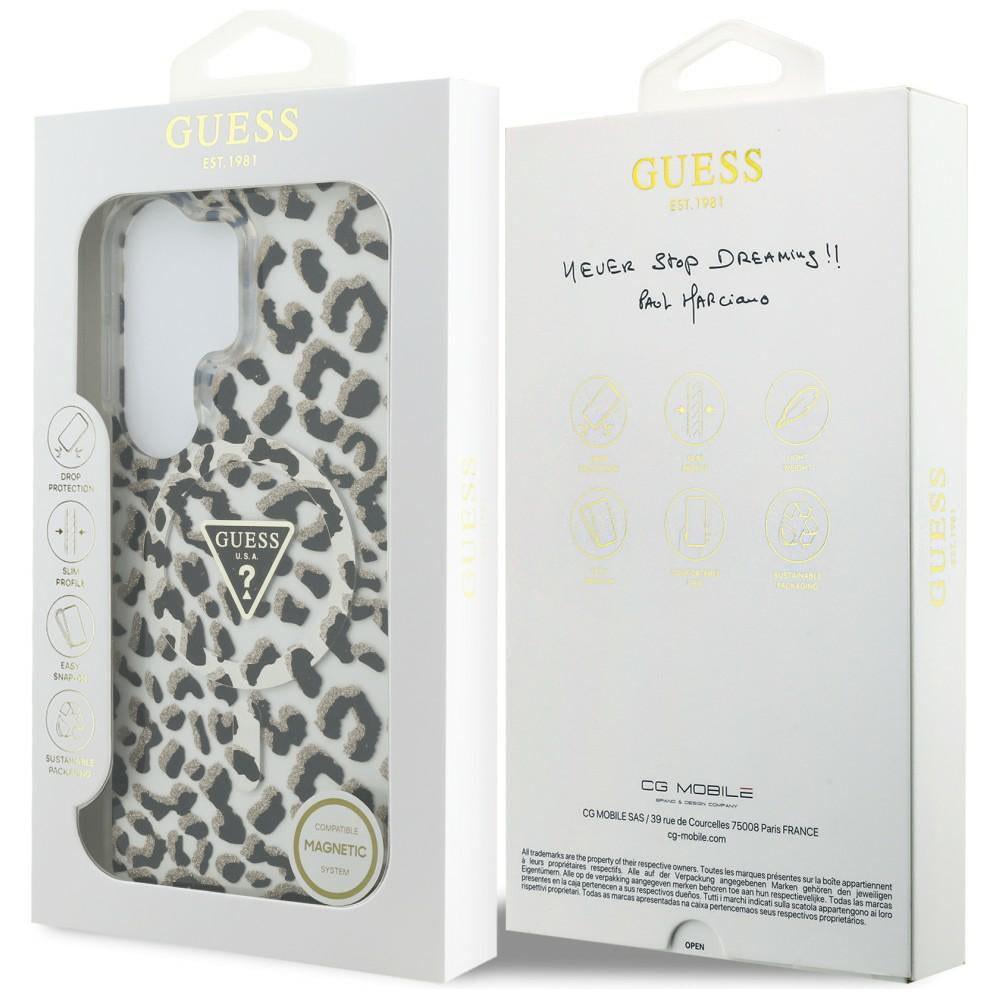 Pouzdro MagSafe pro Samsung Galaxy S26 Ultra S948, Guess, IML Leopard Pattern, Černá