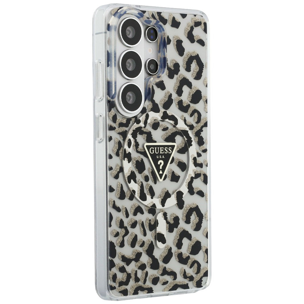 Pouzdro MagSafe pro Samsung Galaxy S26 Ultra S948, Guess, IML Leopard Pattern, Černá