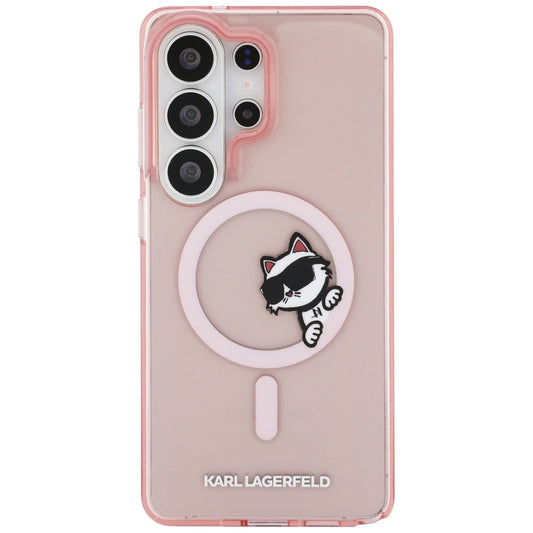 MagSafe Case for Samsung Galaxy S26 Ultra S948, Karl Lagerfeld, IML Choupette Peekaboo Logo, Pink