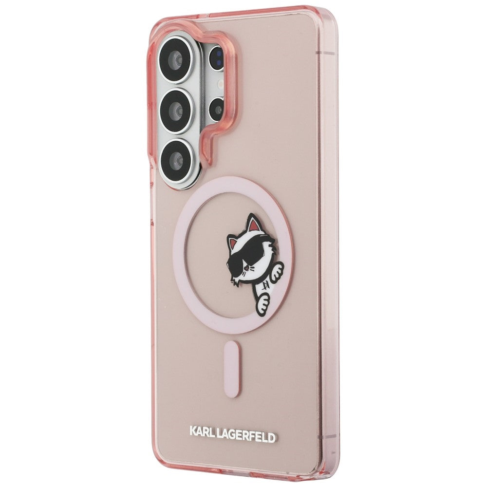 Pouzdro MagSafe pro Samsung Galaxy S26 Ultra S948, Karl Lagerfeld, IML Choupette Peekaboo Logo, Růžové