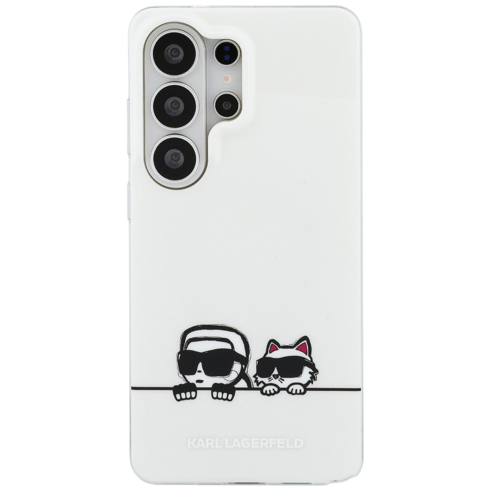 Pouzdro MagSafe pro Samsung Galaxy S26 Ultra S948, Karl Lagerfeld, IML Karl & Choupette Peekaboo Logo, Bílá