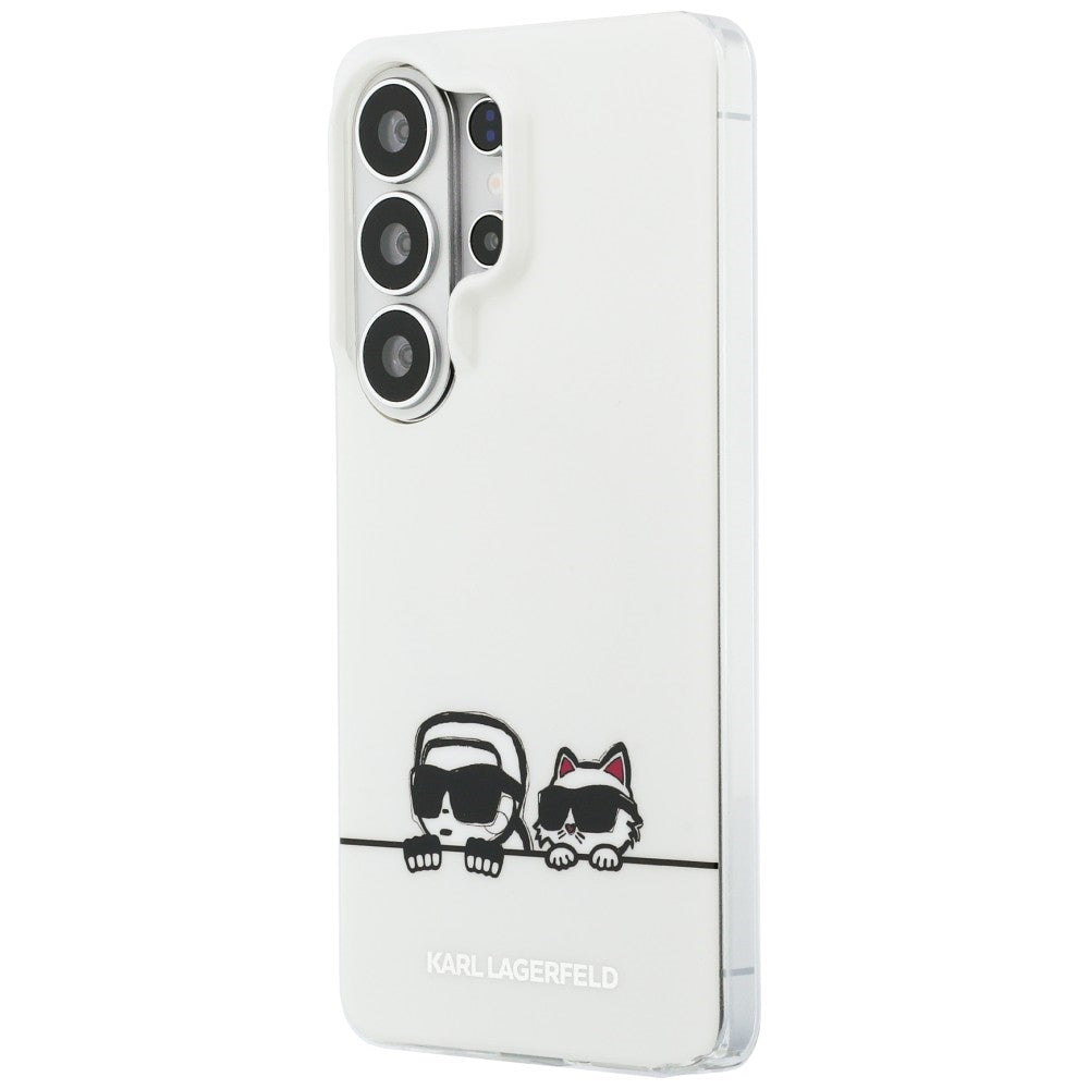 Pouzdro MagSafe pro Samsung Galaxy S26 Ultra S948, Karl Lagerfeld, IML Karl & Choupette Peekaboo Logo, Bílá