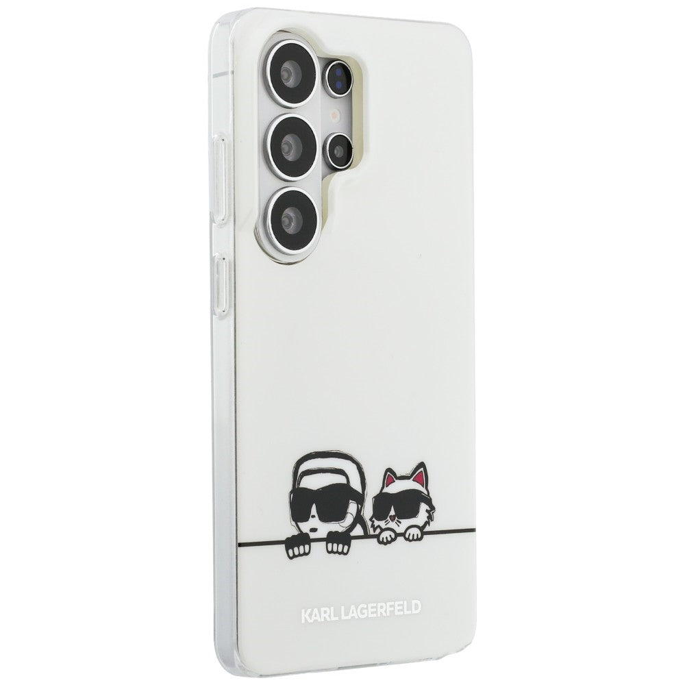 Pouzdro MagSafe pro Samsung Galaxy S26 Ultra S948, Karl Lagerfeld, IML Karl & Choupette Peekaboo Logo, Bílá
