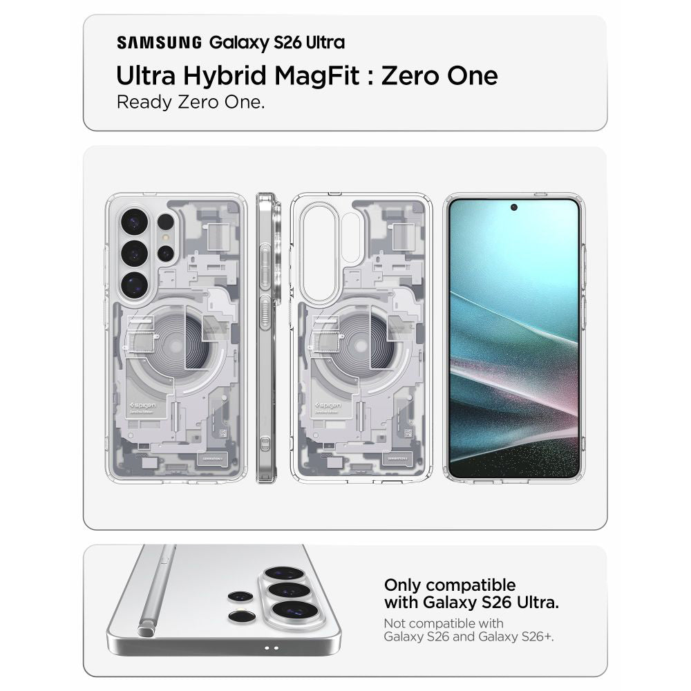 Pouzdro MagSafe pro Samsung Galaxy S26 Ultra S948, Spigen, Ultra Hybrid Zero One, Bílá ACS10683