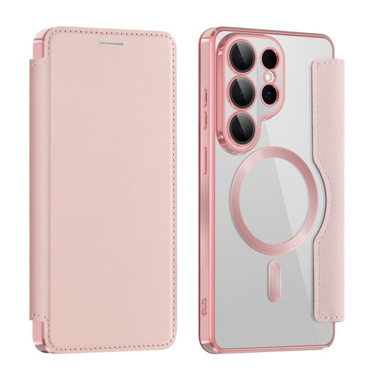 Pouzdro MagSafe pro Samsung Galaxy S26 Ultra, Techsuit, SmartMag Book, Růžové