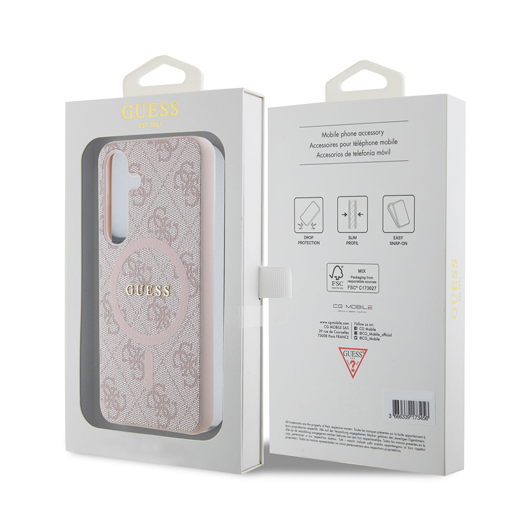 Pouzdro MagSafe pro Samsung Galaxy Z Flip7 F766, Guess, 4G Collection, Růžová