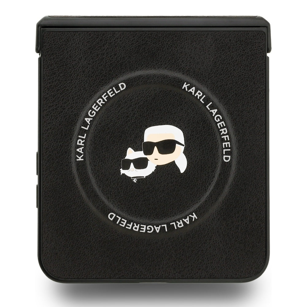 Pouzdro MagSafe pro Samsung Galaxy Z Flip7 F766, Karl Lagerfeld, Karl & Choupette Pins, Černá