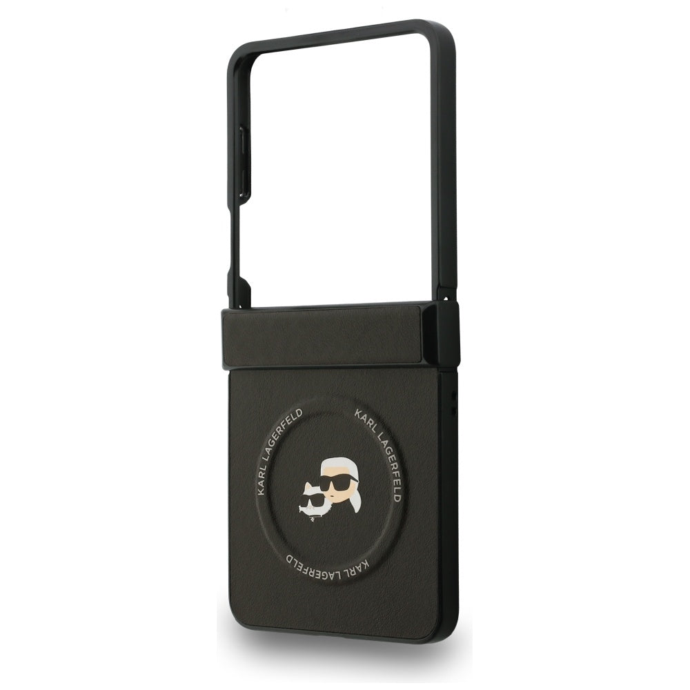 Pouzdro MagSafe pro Samsung Galaxy Z Flip7 F766, Karl Lagerfeld, Karl & Choupette Pins, Černá
