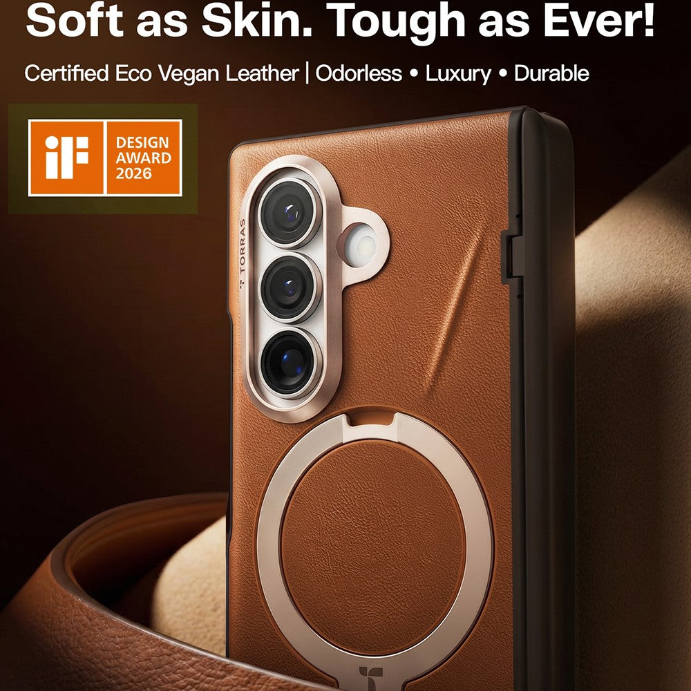 MagSafe pouzdro pro Samsung Galaxy Z Fold8 Ultra F976, Torras, QPRO Leather, Hnědá