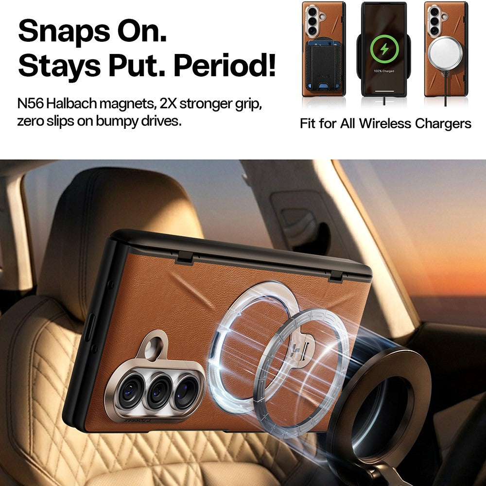 MagSafe pouzdro pro Samsung Galaxy Z Fold8 Ultra F976, Torras, QPRO Leather, Hnědá