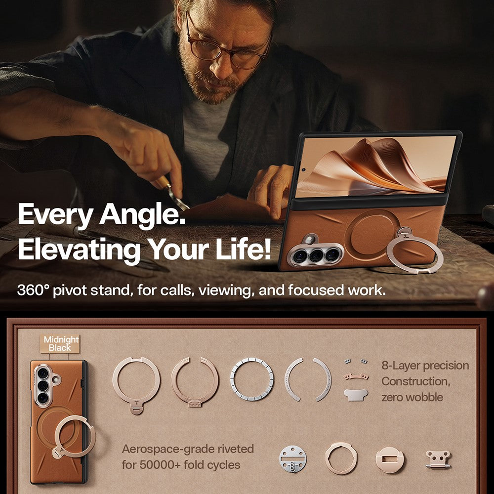 MagSafe pouzdro pro Samsung Galaxy Z Fold8 Ultra F976, Torras, QPRO Leather, Hnědá