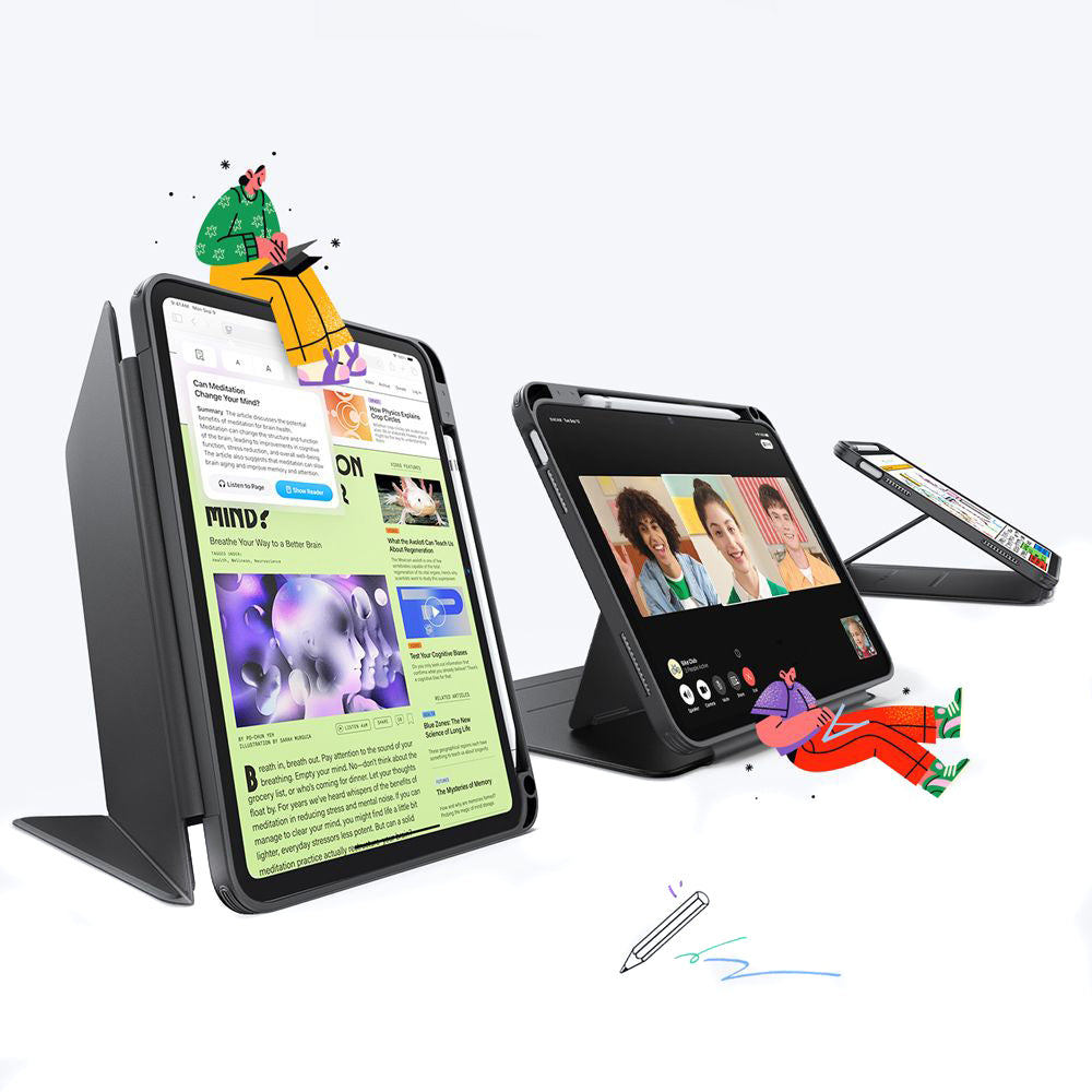 Pouzdro pro Apple iPad (2025) / (2022), ESR, Flip Hybrid, Černé, Znovu zapečetěné