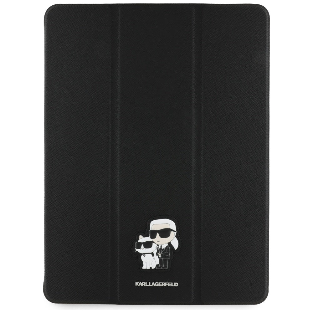 Pouzdro pro Apple iPad Pro 13 (2024), Karl Lagerfeld, Saffiano Karl & Choupette, Černá.