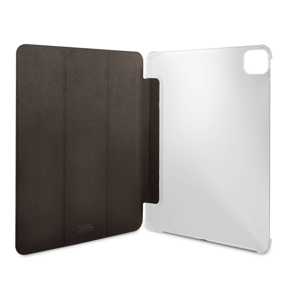 Pouzdro pro Apple iPad Pro 13 (2024), Karl Lagerfeld, Saffiano Karl & Choupette, Černá.