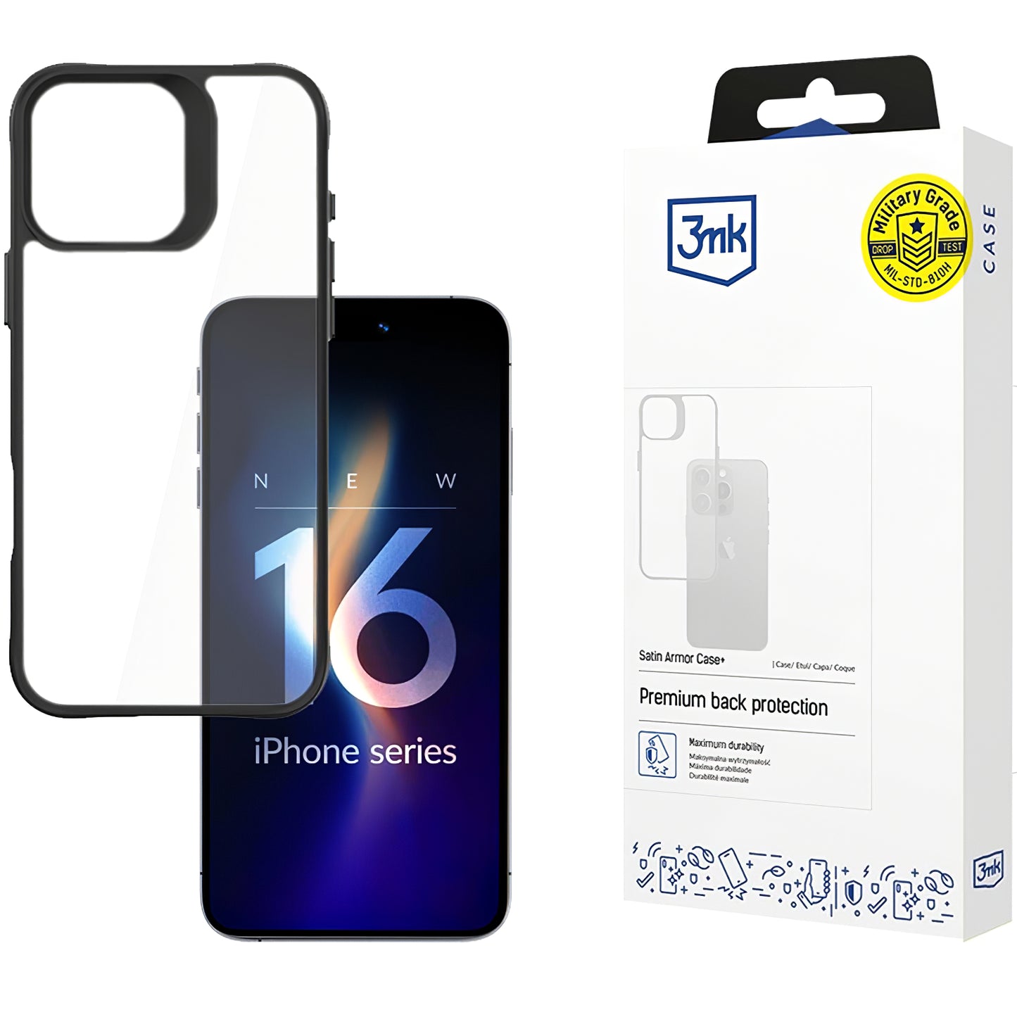 Pouzdro pro Apple iPhone 16 Pro, 3MK, Satin Armor Case+, Průhledné