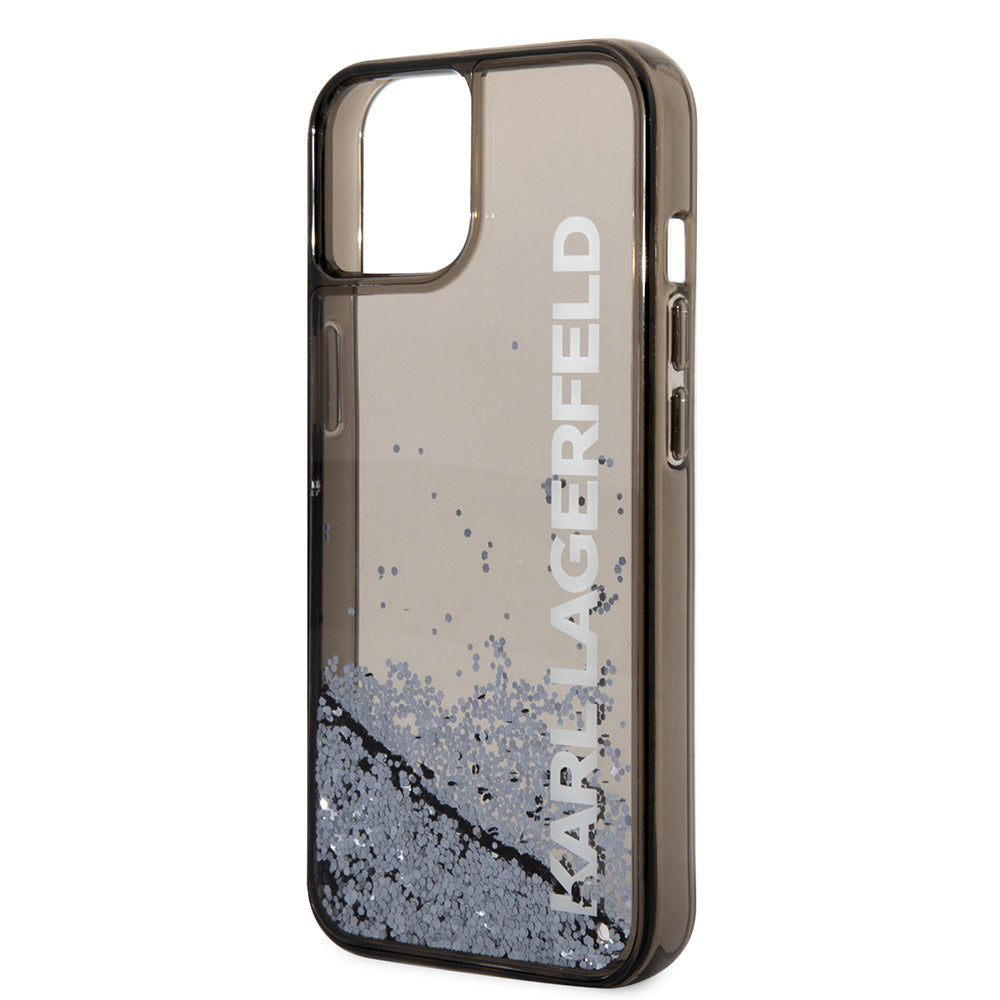 Pouzdro pro Apple iPhone 14, Karl Lagerfeld, Liquid Glitter KL Logo, Černá
