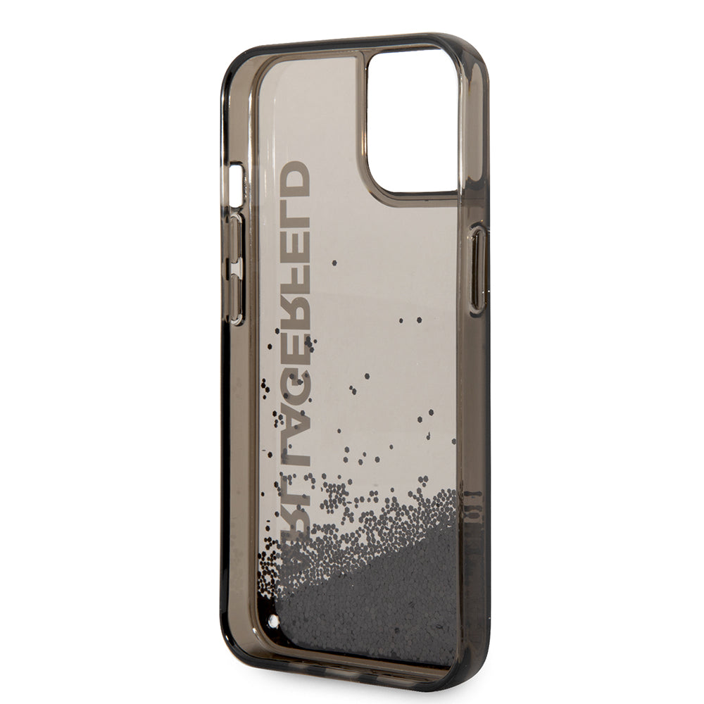 Pouzdro pro Apple iPhone 14, Karl Lagerfeld, Liquid Glitter KL Logo, Černá