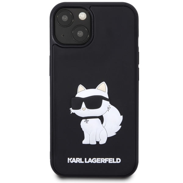 Pouzdro pro Apple iPhone 14 Plus, Karl Lagerfeld, 3D Rubber Choupette, Černá