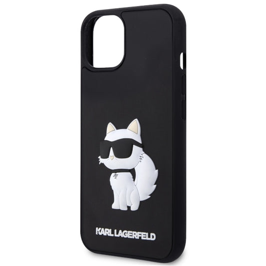 Pouzdro pro Apple iPhone 14 Plus, Karl Lagerfeld, 3D Rubber Choupette, Černá