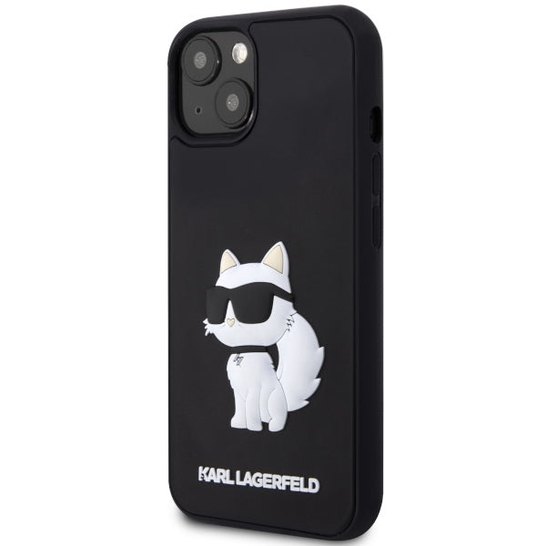Pouzdro pro Apple iPhone 14 Plus, Karl Lagerfeld, 3D Rubber Choupette, Černá