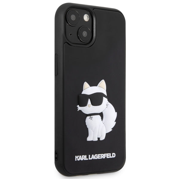 Pouzdro pro Apple iPhone 14 Plus, Karl Lagerfeld, 3D Rubber Choupette, Černá