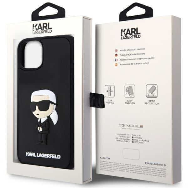 Pouzdro pro Apple iPhone 14 Plus, Karl Lagerfeld, 3D Rubber Ikonik Karl, Černá