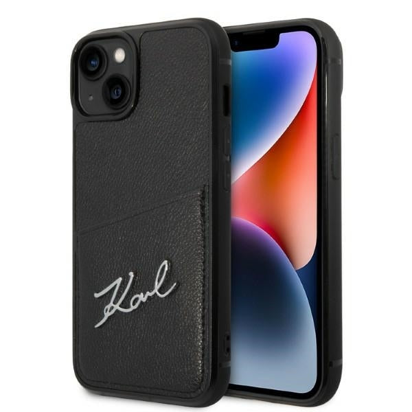 Pouzdro pro Apple iPhone 14 Plus, Karl Lagerfeld, Cardslots Signature Logo, Černá