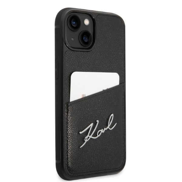 Pouzdro pro Apple iPhone 14 Plus, Karl Lagerfeld, Cardslots Signature Logo, Černá