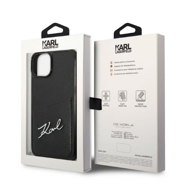 Pouzdro pro Apple iPhone 14 Plus, Karl Lagerfeld, Cardslots Signature Logo, Černá