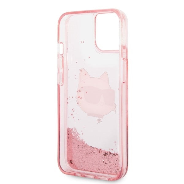 Pouzdro pro Apple iPhone 14 Plus, Karl Lagerfeld, Glitter Choupette's Head, Růžové