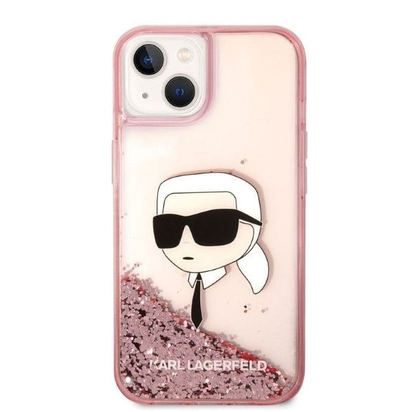 Pouzdro pro Apple iPhone 14 Plus, Karl Lagerfeld, Glitter Karl's Head, Růžové