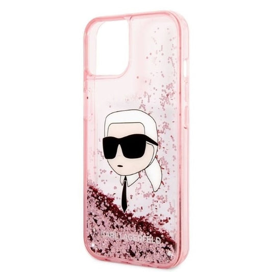 Pouzdro pro Apple iPhone 14 Plus, Karl Lagerfeld, Glitter Karl's Head, Růžové