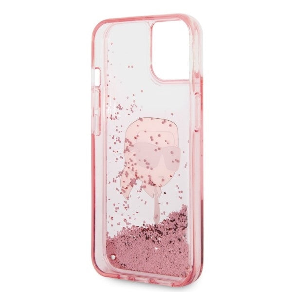 Pouzdro pro Apple iPhone 14 Plus, Karl Lagerfeld, Glitter Karl's Head, Růžové