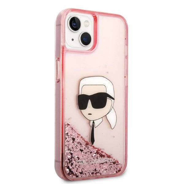 Pouzdro pro Apple iPhone 14 Plus, Karl Lagerfeld, Glitter Karl's Head, Růžové