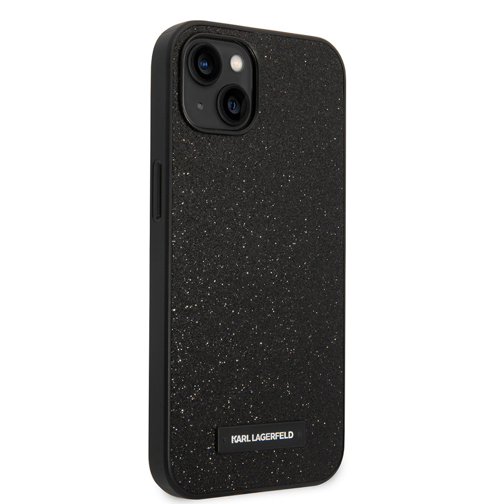 Pouzdro pro Apple iPhone 14 Plus, Karl Lagerfeld, Glitter Plaque Logo, Černá
