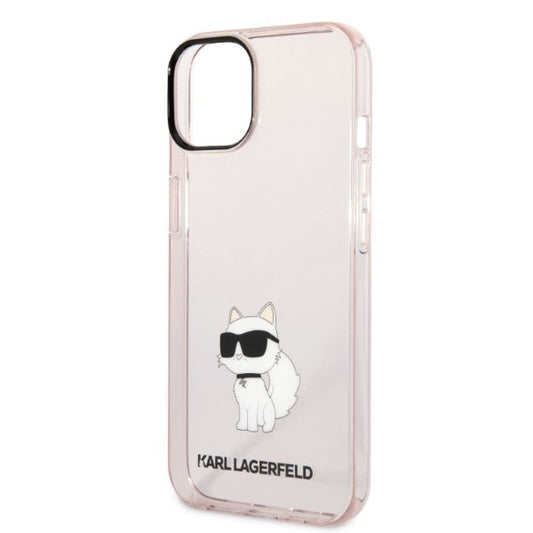 Pouzdro pro Apple iPhone 14 Plus, Karl Lagerfeld, Ikonik Choupette, Růžové