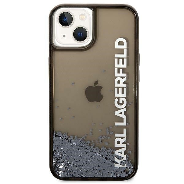 Pouzdro pro Apple iPhone 14 Plus, Karl Lagerfeld, Liquid Glitter KL Logo, Černá