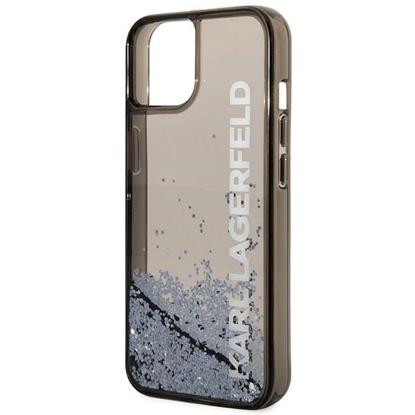 Pouzdro pro Apple iPhone 14 Plus, Karl Lagerfeld, Liquid Glitter KL Logo, Černá