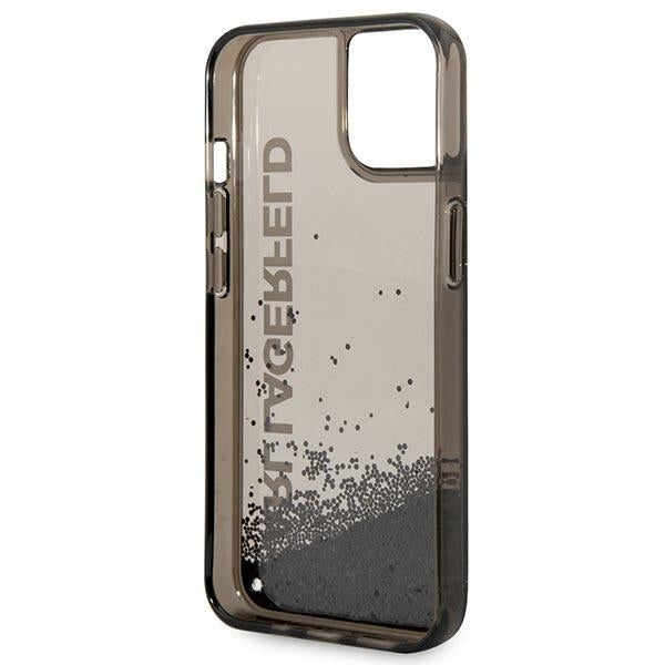 Pouzdro pro Apple iPhone 14 Plus, Karl Lagerfeld, Liquid Glitter KL Logo, Černá