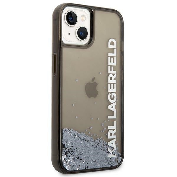 Pouzdro pro Apple iPhone 14 Plus, Karl Lagerfeld, Liquid Glitter KL Logo, Černá