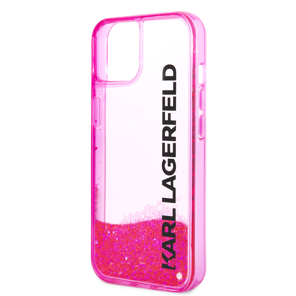 Case for Apple iPhone 14 Plus, Karl Lagerfeld, Liquid Glitter KL Logo, Pink