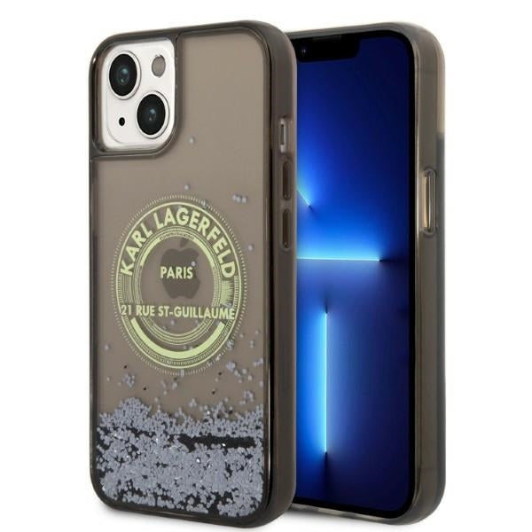 Pouzdro pro Apple iPhone 14 Plus, Karl Lagerfeld, Liquid Glitter RSG, Černá