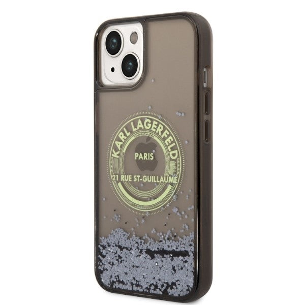 Pouzdro pro Apple iPhone 14 Plus, Karl Lagerfeld, Liquid Glitter RSG, Černá
