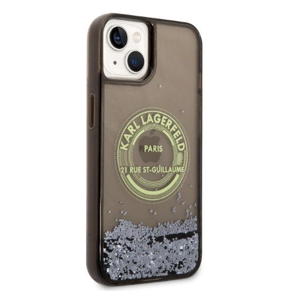 Pouzdro pro Apple iPhone 14 Plus, Karl Lagerfeld, Liquid Glitter RSG, Černá
