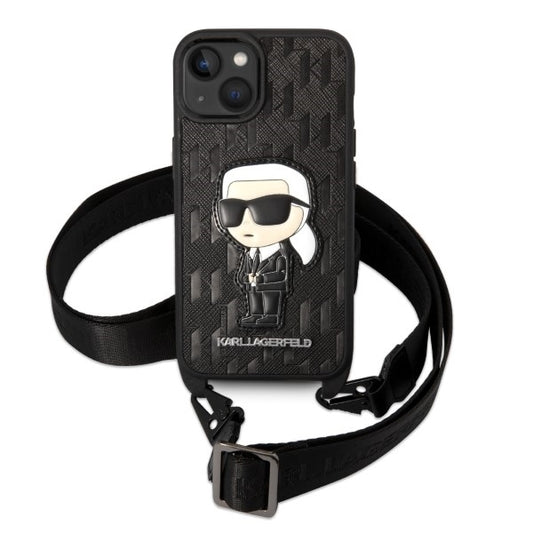 Pouzdro pro Apple iPhone 14 Plus, Karl Lagerfeld, Monogram Ikonik Karl, Bílá